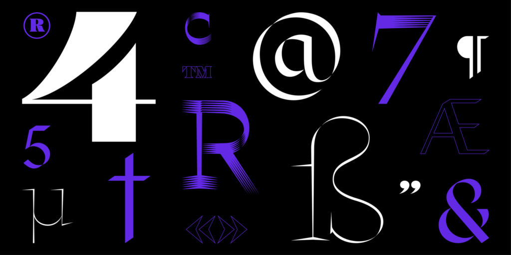 Hejira typeface characters